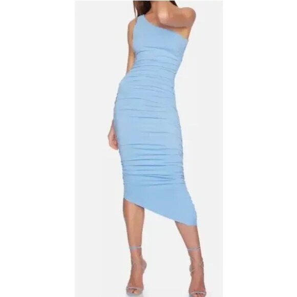 NWT Susana Monaco - One Arm Gathered Dress in Cobalt small ($218) - Picture 1 of 11
